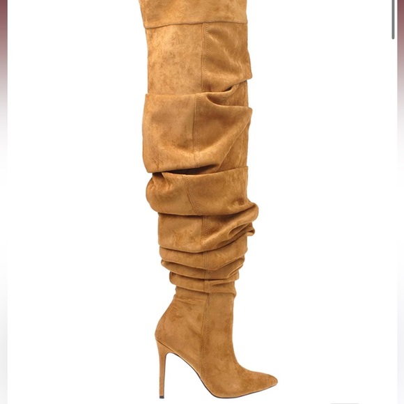 Over The Knee Boots Blue Pointed Toe High Heel Slouch Thigh High Boots - Picture 4 of 6